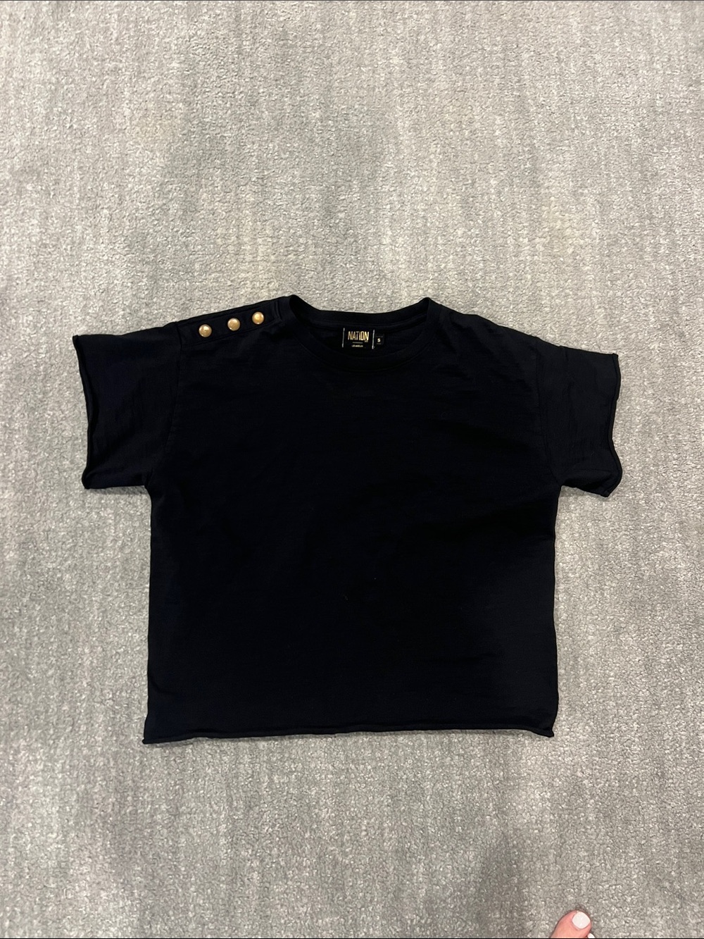 Nation ltd Black Button-Shoulder Tee